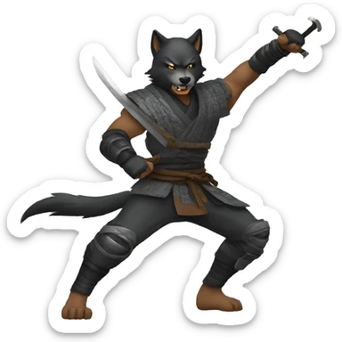 wolf  ninja mode fighting emoji sticker