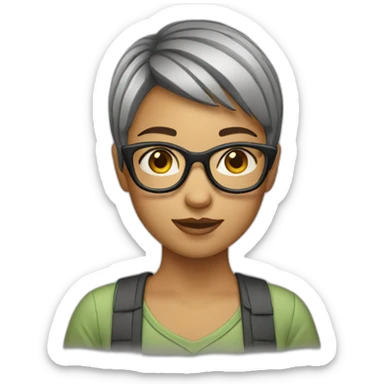 Girl-with-short-hair-with-glasses sticker
