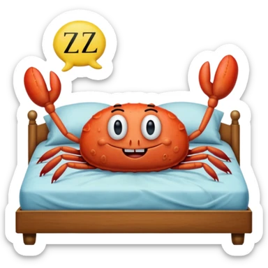 misters Krabs from SpongeBob sleeping in a bed and there floating zzz signs sticker