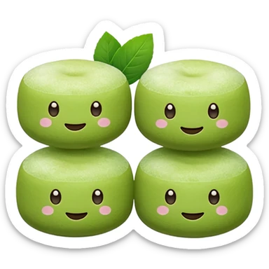 matcha flavored mochi cute face sticker