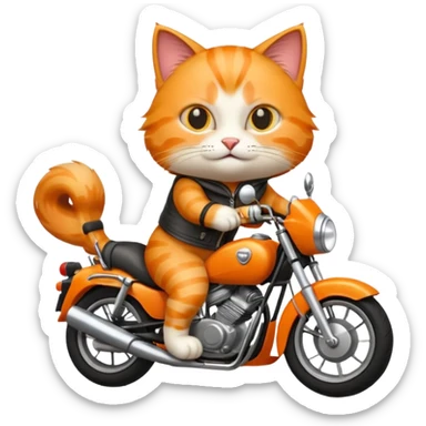 the cat is driving a motorbike sticker