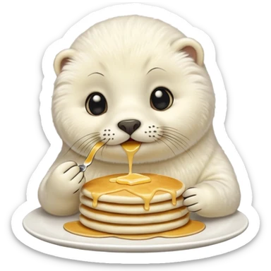 SnowWhite seal eating pancakes sticker