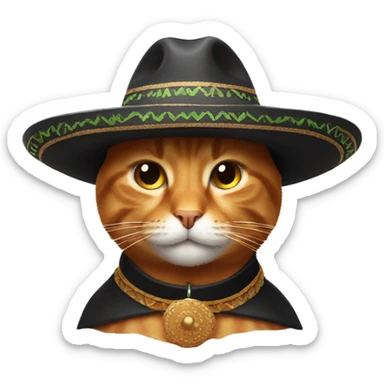 Black and ginger cat wearing sombrero sticker