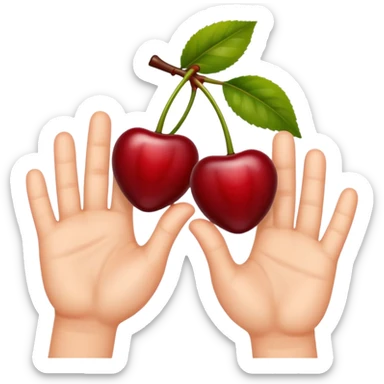 Hands grabbing cherries sticker