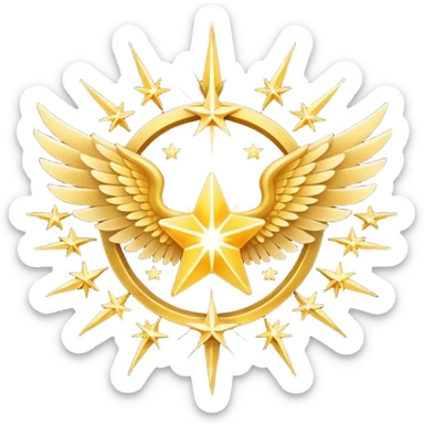 An image with wings on a star based on the star and wings of the basic emoji of the iPhone. sticker