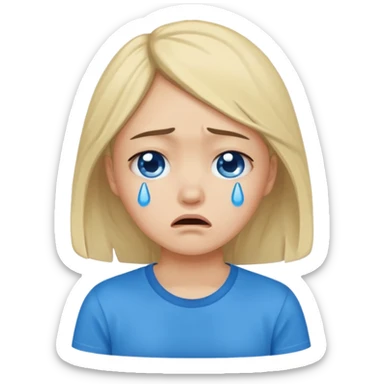 sad girl crying with blue tears wearing a blue tshirt sticker