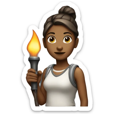 Girl in sleeveless shirt profile holding torches sticker