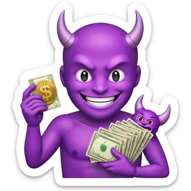 purple devil emoji (fun and light hearted) with money  sticker
