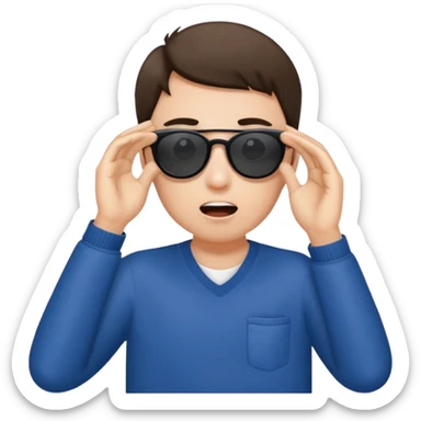 shocked face but using one hand to pull sunglasses off. only half of their eyes will be visible
 shocked face but using one hand to pull sunglasses off. only half of their eyes will be visible sticker