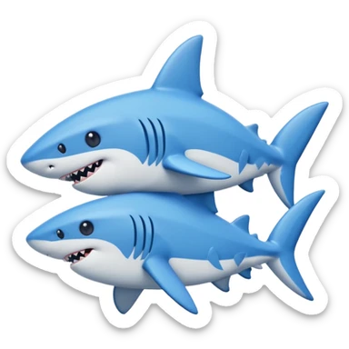 two sharks hugging, emoji style, small pixel size sticker