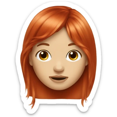 red head girl long hair curtain bangs sticker