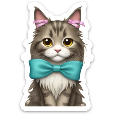 Maine Coon girl with bow sticker