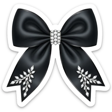 black sparkling bow with diamonds sticker
