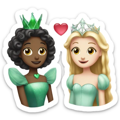 Glinda and Elphiba as hearts sticker