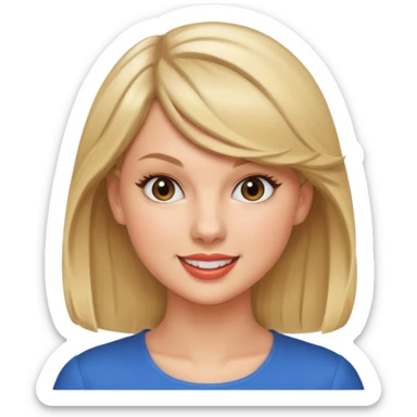 taylor swift face emoji like, smiling, just the head, round sticker