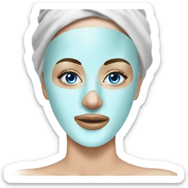 Lady with blue eyes face mask spa beauty full face relaxing sticker