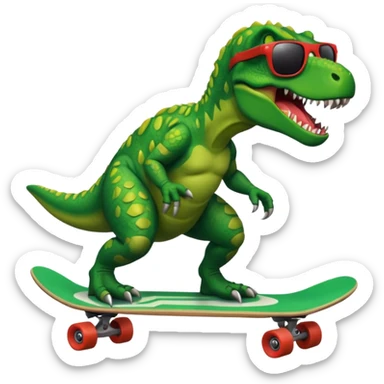 T rex riding a skateboard with sunglasses  sticker