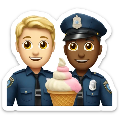 two police officers holding an ice cream cone sticker
