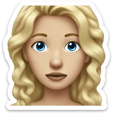 Blonde woman wavy hair blue eyes sad face sticker