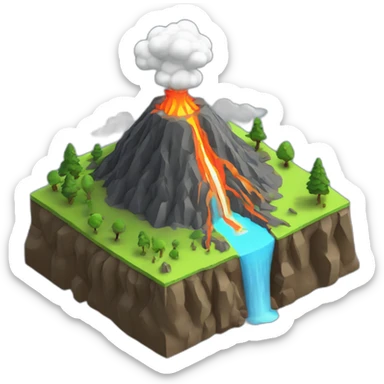 isometric-3d-volcano-erupting sticker