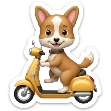 Dog on a scooter sticker
