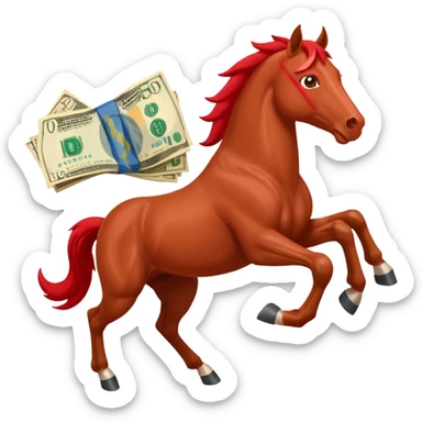 red horse agressive running money euros bills sticker