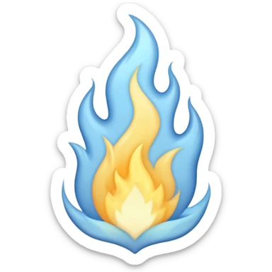 pastel blue and pastel yellow flame emoji sticker