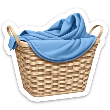 white LAUNDRY BASKET WITH FOLDED blue CLOTHES sticker
