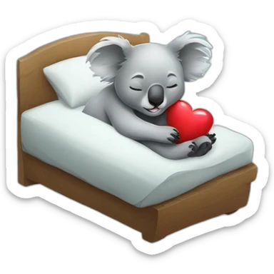 Koala sleeping with heart sticker