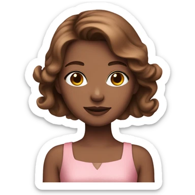 girl with pink dress and brown hair and fair skin sticker