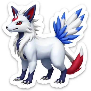 Garurumon-Zangoose-Renamon-Absol-fusion-hybrid-creature (full body) sticker