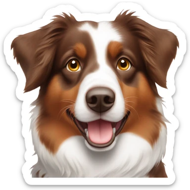 Red tri Australian shepherd with a crooked white stripe sticker