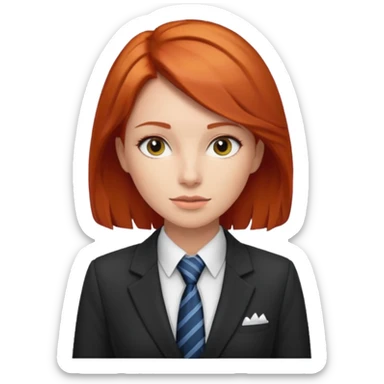 red haired woman with tie and blazer sticker