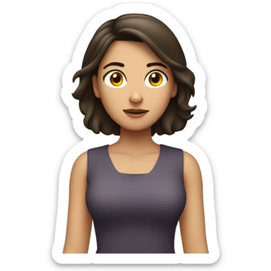 Brunette girl shrugging shoulders sticker