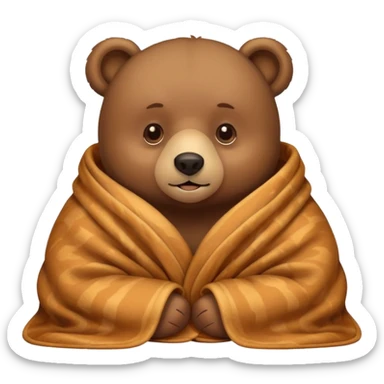 bear cozy in blanket sticker