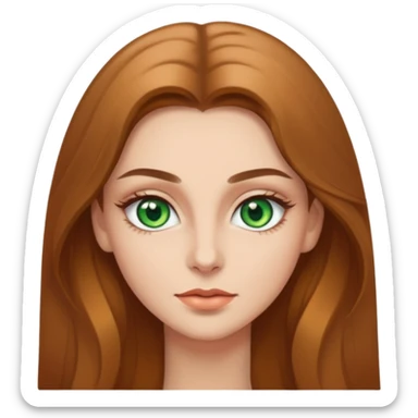 женщина с зелёными глазами, красивыми бровями, светло-коричневыми волосами длинными  sticker