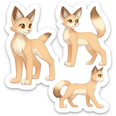 Anthro Beige-Orange-Brown Fur-Sona-Fakemon Lynx-Caracal Full Body sticker