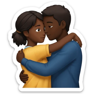 Two people hugging. They are facing each other. Silhouette only.  sticker