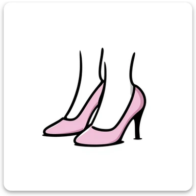 high-heeled pumps in pastel colors dd9fb0, ffc6d3, a3bfc9, c4bee2, f1b091, hand-drawn doodle style sticker