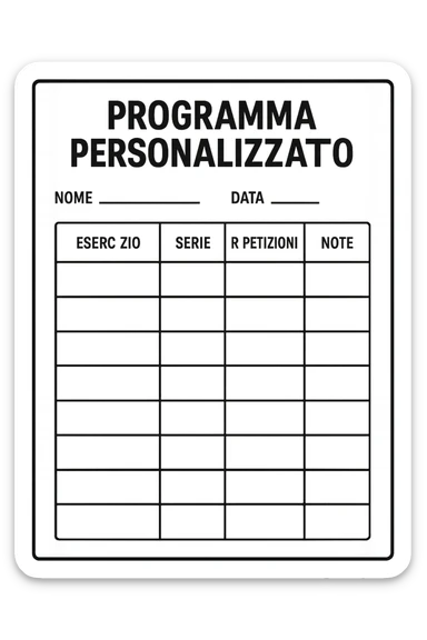 Scheda di allenamento di palestra con scritto "Programma Personalizzato" sticker