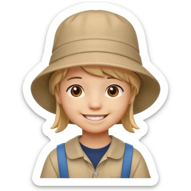 A little student with bucket hat sticker