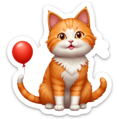 Cat playing with 🎈 sticker