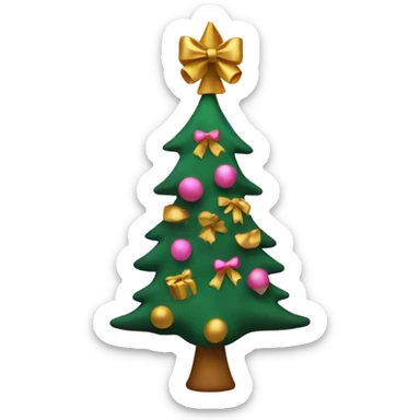 a christmas tree with pink and gold bows sticker