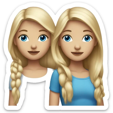 Two girls: first blond hair and blue eyes ,second brown hair and blue eyes sticker