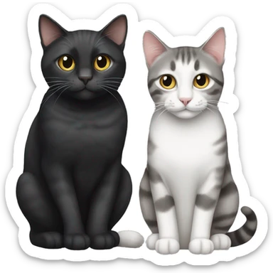 Two black cats, a tabby cat, and a grey and white cat sticker