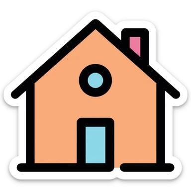 simple home house with roof and door sticker