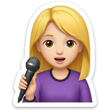 A girl singing with mic sticker
