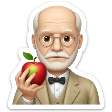 Sigmund Freud: create emoji using exact style: apple ios, 3D rendered, with exact words: я промолчу sticker