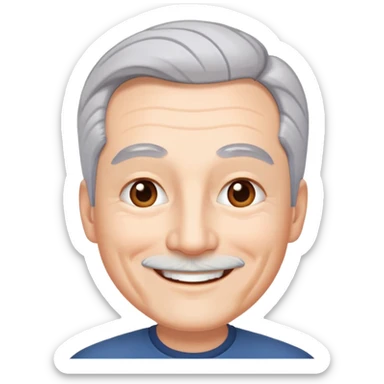 "- Nam
- 50 tuổi
- Da trắng
- Tóc bạc, lông mày trắng
- Cười mỉm
" sticker