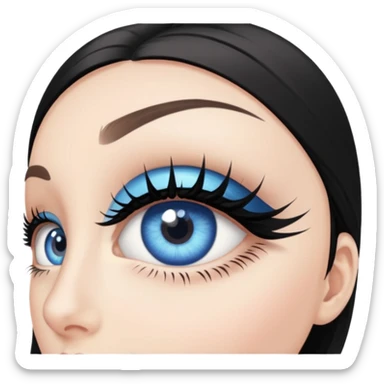 Ojo de color azul con pestañas y eyeliner sticker